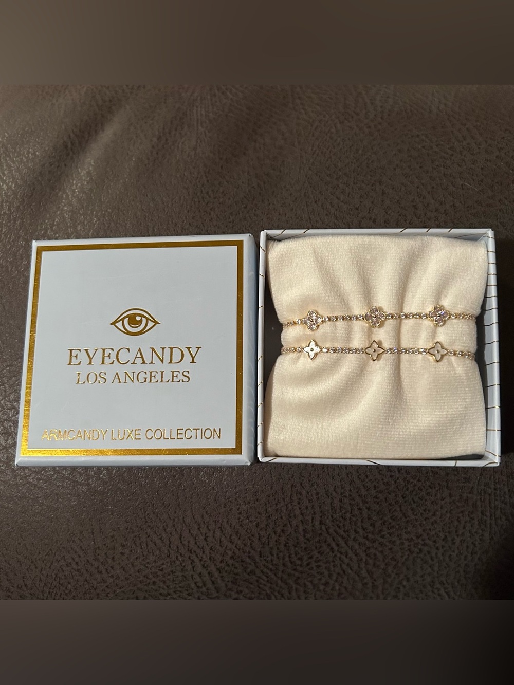 EyeCandy Los Angeles Gold-Tone Clover Bracelet Set
